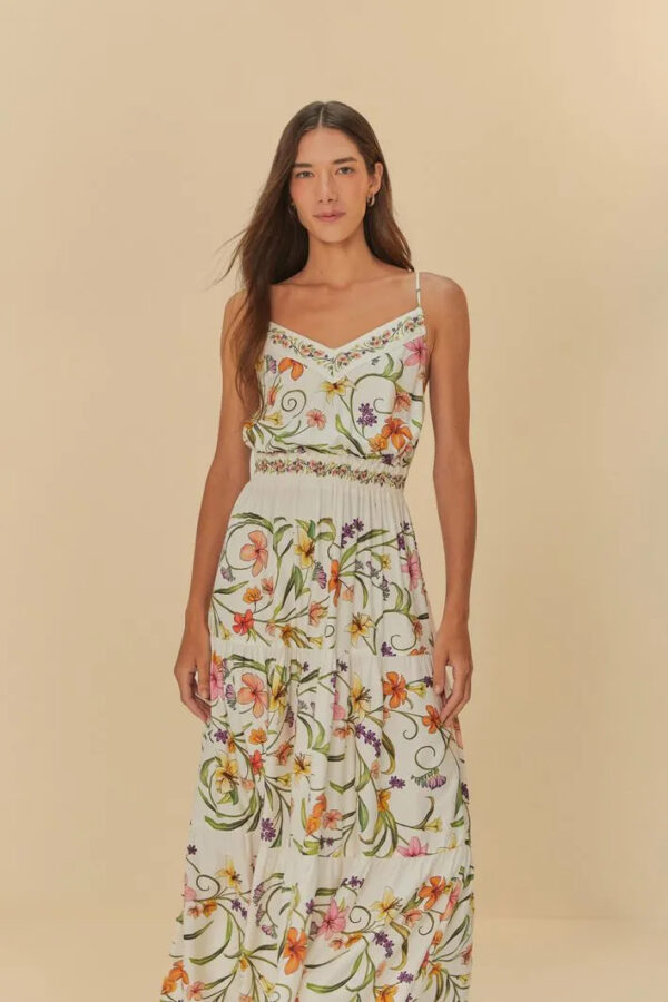 Vestido Longo Estampado Vestida De Flor