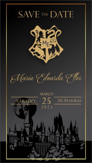 Save the Date 15 anos Tema Harry Potter