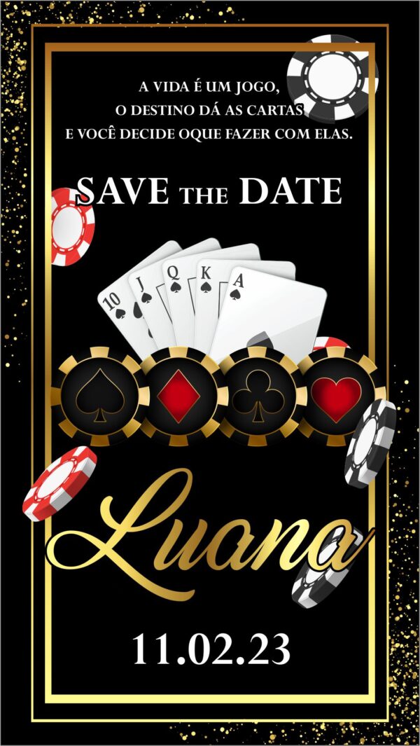 Save the Date 15 anos Tema Las Vegas