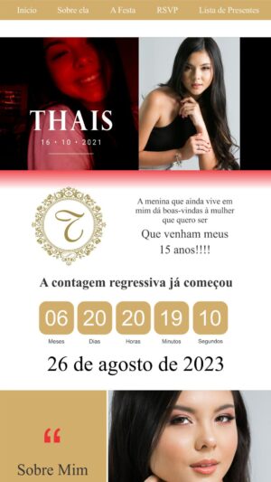 Site para 15 anos Vermelho e Dourado