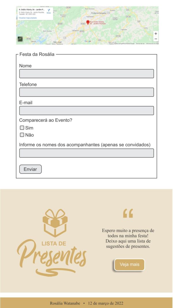 Site para Festa de 50 anos Preto e Dourado