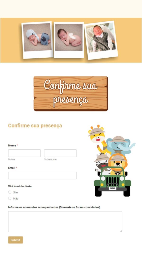 Site para Festa Tema Safari