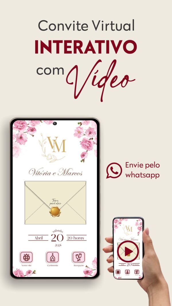 Convite Virtual com Vídeo para Casamento