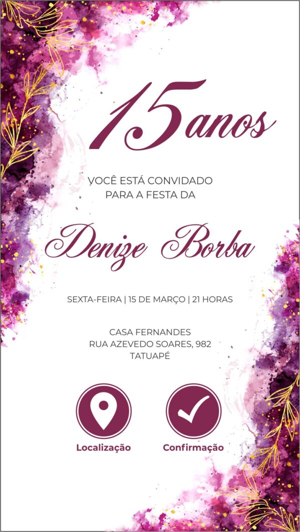 Convite Virtual Festa de 50 anos Floral