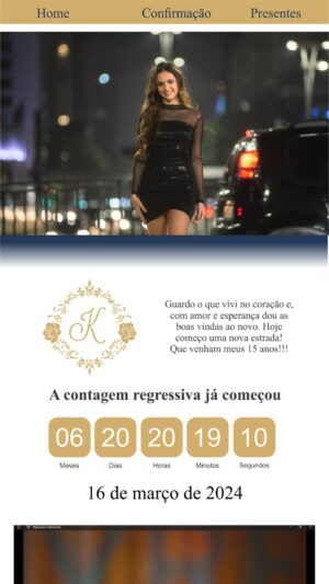 Site para 15 anos Dourado e Azul