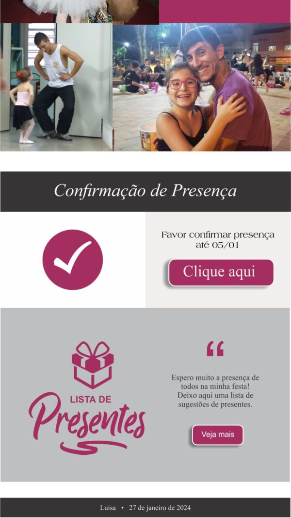 Site para 15 anos Preto e Pink