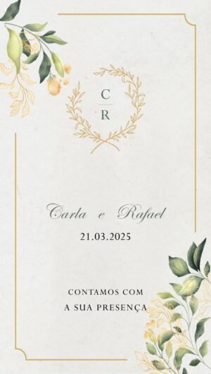 Save the Date Floral com Vídeo para Casamento