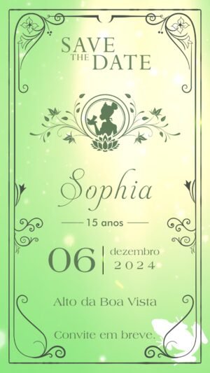 Save the Date com Vídeo Tema A Princesa e o Sapo