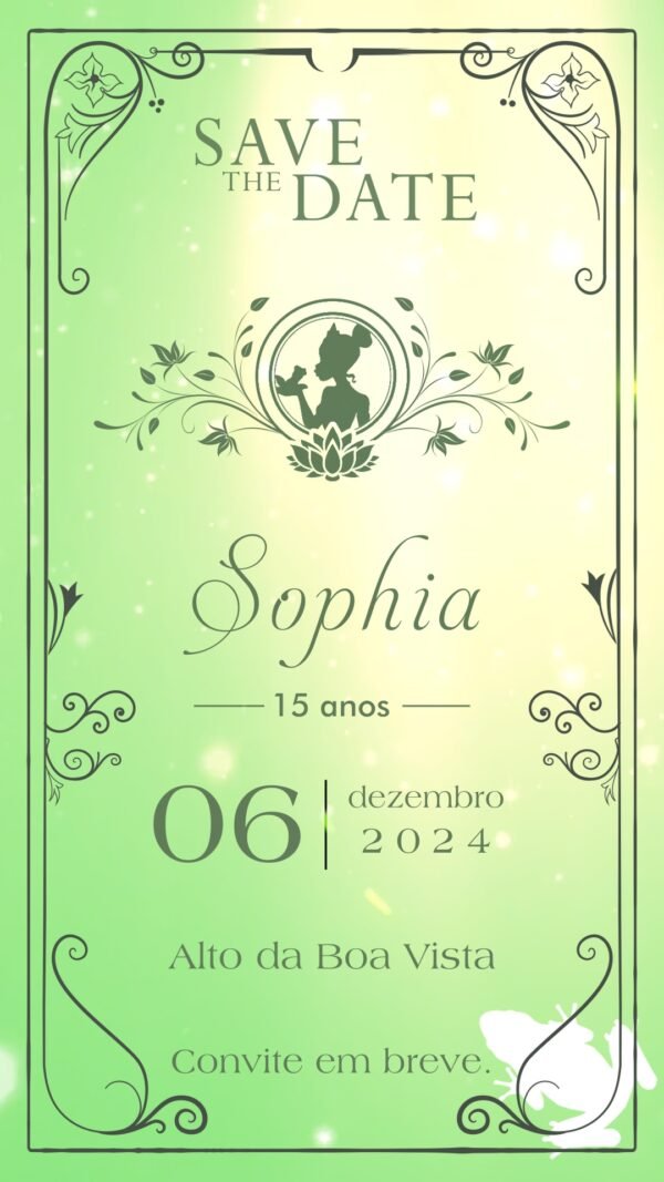 Save the Date com Vídeo Tema A Princesa e o Sapo