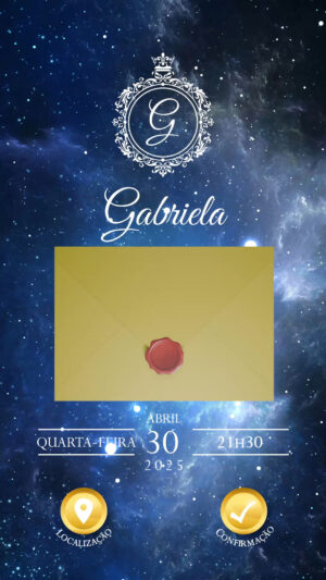 Convite Virtual 15 anos Tema Galáxia