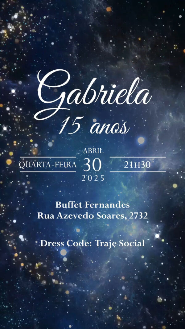Convite Virtual 15 anos Tema Galáxia